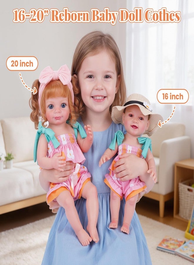 BABESIDE 7-Piece Reborn Baby Doll Clothes Set for 16-20 Inch Dolls, Washable Floral Outfit for Realistic Babydoll with Hat, Bag and Headband, Baby Doll Accessories Pretend Play Set for Kids Toddlers - Image 5